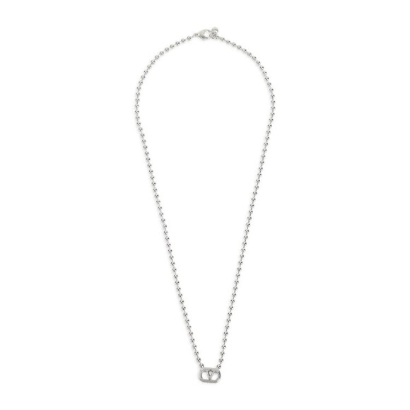 Valentino Garavani Ball Chain Necklace With Cut-Out Logo Pendant - NWT